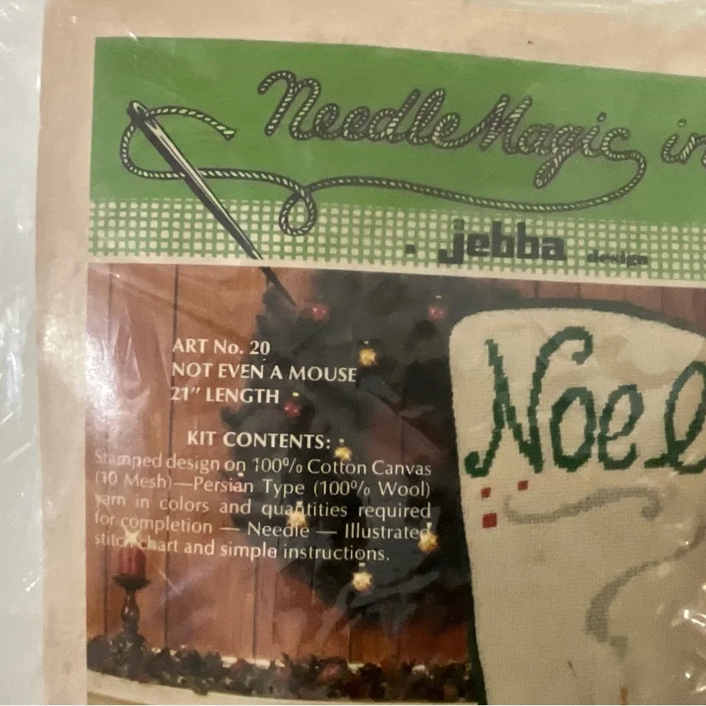 Vintage Jebba Needle Magic Needlepoint Kit Noel Stocking NOS Rare 70’s